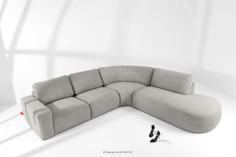 ZUCCO Duży narożnik modułowy w tkaninie boucle prawy jasny popielaty jasny popielaty - zdjęcie 1