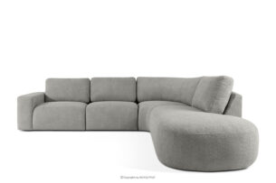 ZUCCO, https://konsimo.pl/kolekcja/zucco/ Duży narożnik modułowy w tkaninie boucle prawy ciemny popielaty ciemny popielaty - zdjęcie