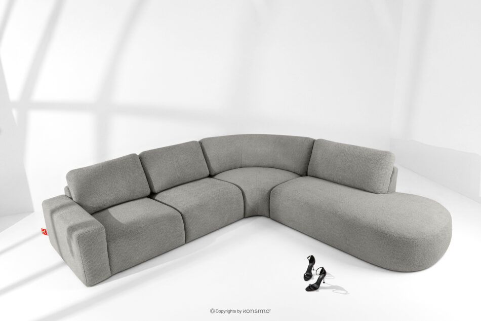 ZUCCO Duży narożnik modułowy w tkaninie boucle prawy ciemny popielaty ciemny popielaty - zdjęcie 1