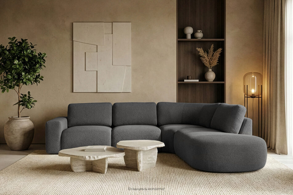 ZUCCO Duży narożnik modułowy w tkaninie boucle prawy grafitowy grafitowy - zdjęcie 11