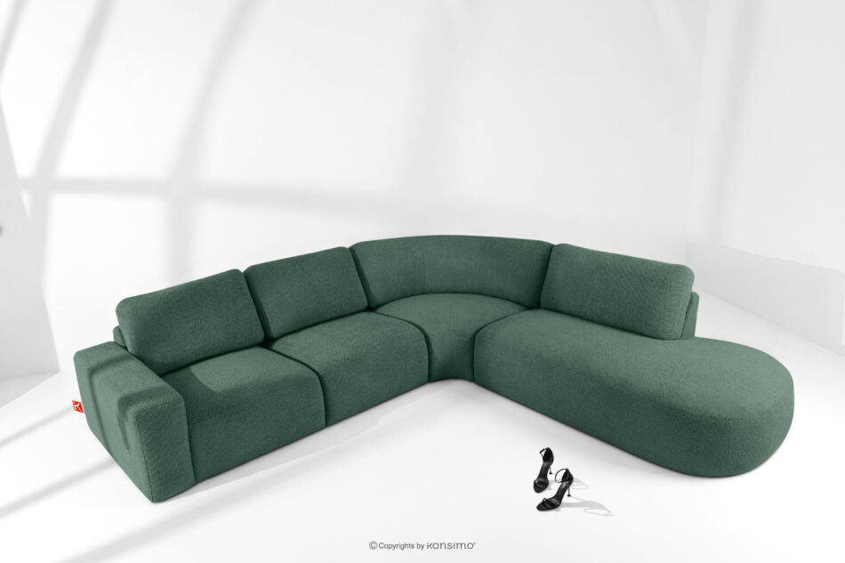 ZUCCO Duży narożnik modułowy w tkaninie boucle prawy zielony zielony - zdjęcie 1
