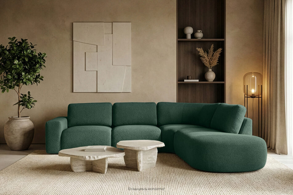 ZUCCO Duży narożnik modułowy w tkaninie boucle prawy zielony zielony - zdjęcie 11