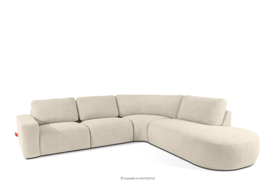 ZUCCO Duży narożnik modułowy w tkaninie boucle prawy jasny beżowy jasny beżowy - zdjęcie 2