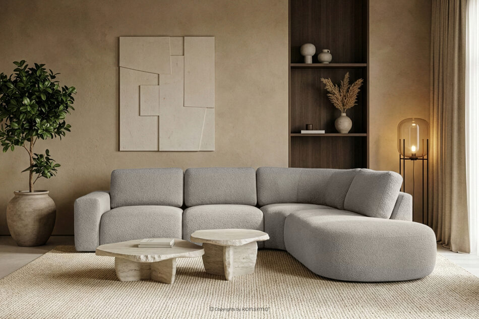 ZUCCO Duży narożnik modułowy w tkaninie boucle prawy brązowy brązowy - zdjęcie 11