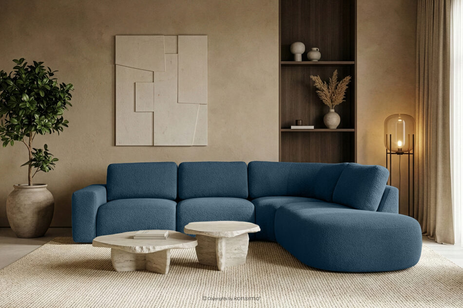 ZUCCO Duży narożnik modułowy w tkaninie boucle prawy ciemny niebieski ciemny niebieski - zdjęcie 11