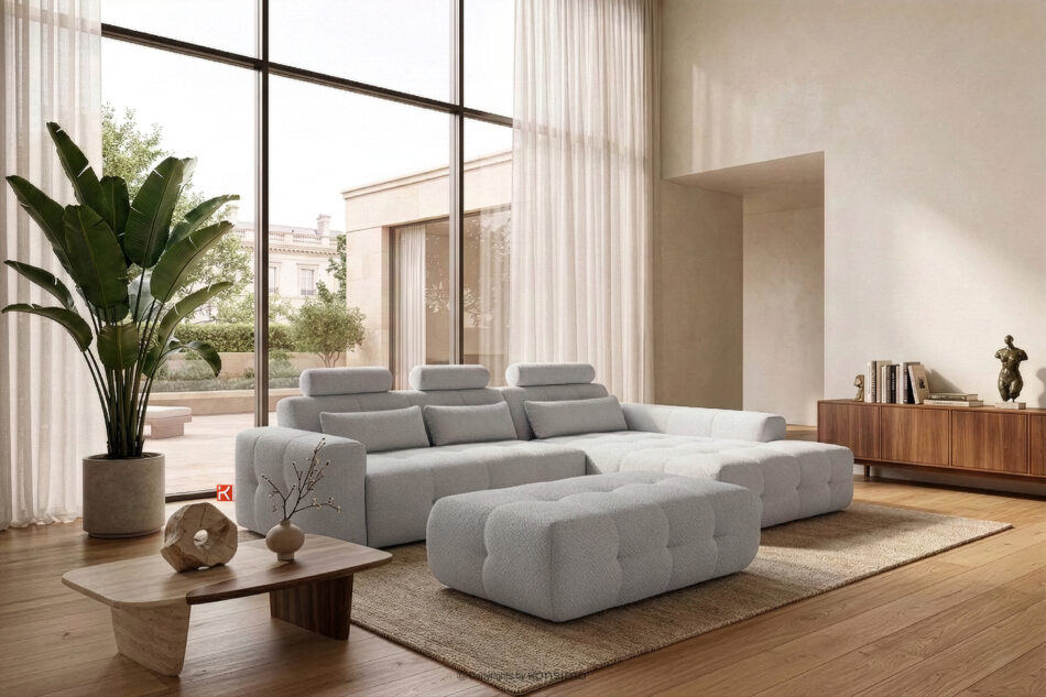 ALIGRA Pufa z pikowaniem jasny szary jasny szary - zdjęcie 4