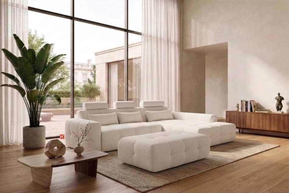 ALIGRA Pufa z pikowaniem jasny beżowy jasny beżowy - zdjęcie 4