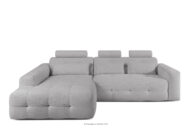 Narożnik z pikowaniem w tkaninie szenilowej lewy jasny szary