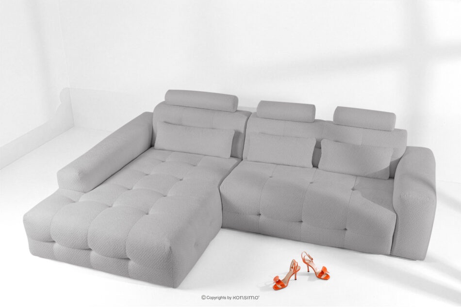 ALIGRA Narożnik z pikowaniem w tkaninie szenilowej lewy jasny szary jasny szary - zdjęcie 1