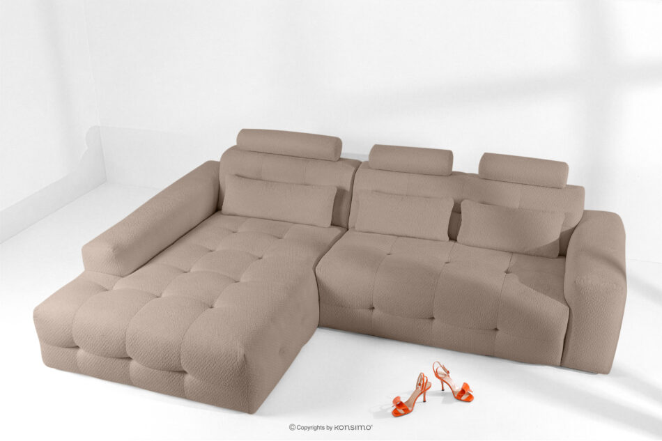 ALIGRA Narożnik z pikowaniem w tkaninie szenilowej lewy jasny brązowy jasny brązowy - zdjęcie 1