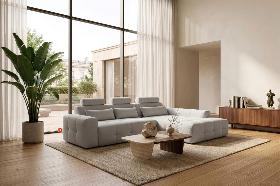 ALIGRA Narożnik z pikowaniem w tkaninie szenilowej prawy jasny szary jasny szary - zdjęcie 15