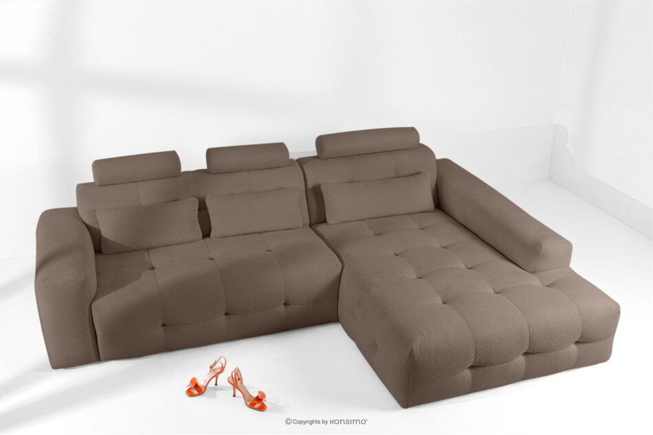 ALIGRA Narożnik z pikowaniem w tkaninie szenilowej prawy brązowy brązowy - zdjęcie 1