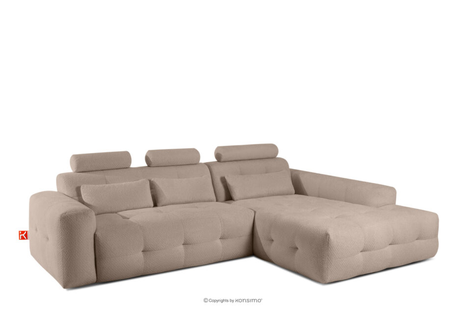 ALIGRA Narożnik z pikowaniem w tkaninie szenilowej prawy jasny brązowy jasny brązowy - zdjęcie 2