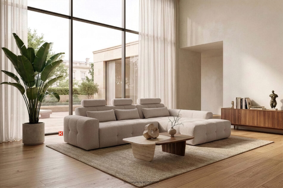 ALIGRA Narożnik z pikowaniem w tkaninie szenilowej prawy jasny brązowy jasny brązowy - zdjęcie 15