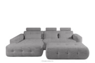 Zestaw mebli do salonu narożnik lewy i puf w kaninie szenil z pikowaniem szary