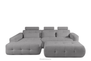 ALIGRA, https://konsimo.pl/kolekcja/aligra/ Zestaw mebli do salonu narożnik lewy i puf w kaninie szenil z pikowaniem szary szary - zdjęcie