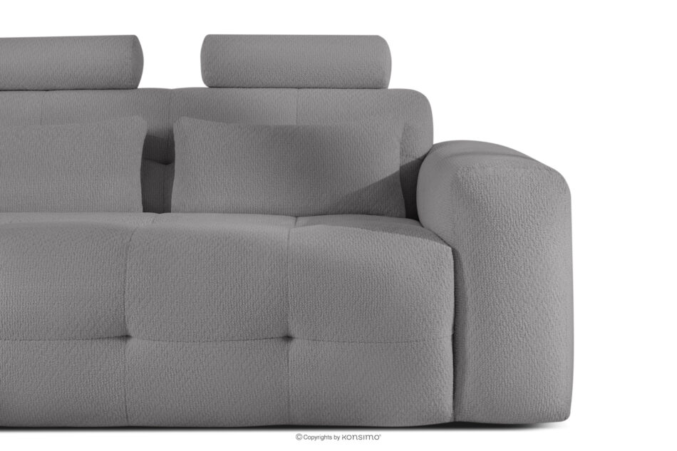 ALIGRA Zestaw mebli do salonu narożnik lewy i puf w kaninie szenil z pikowaniem szary szary - zdjęcie 7