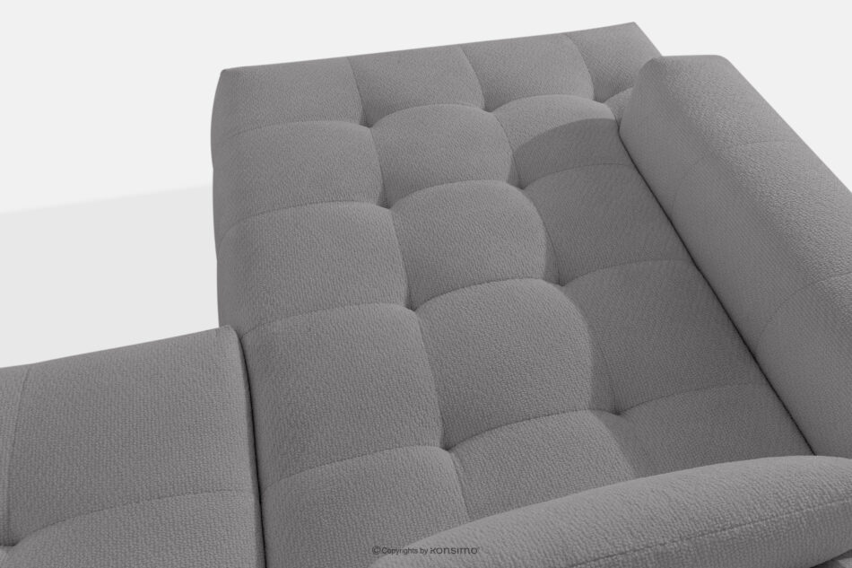 ALIGRA Zestaw mebli do salonu narożnik lewy i puf w kaninie szenil z pikowaniem szary szary - zdjęcie 11