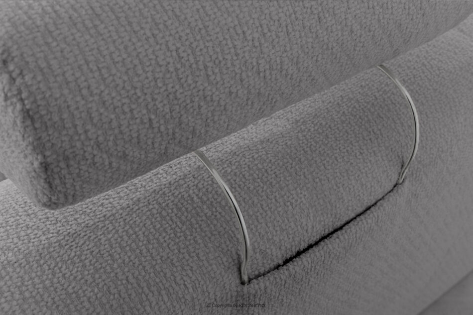 ALIGRA Zestaw mebli do salonu narożnik lewy i puf w kaninie szenil z pikowaniem szary szary - zdjęcie 15