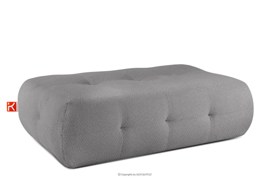 ALIGRA Zestaw mebli do salonu narożnik lewy i puf w kaninie szenil z pikowaniem szary szary - zdjęcie 18