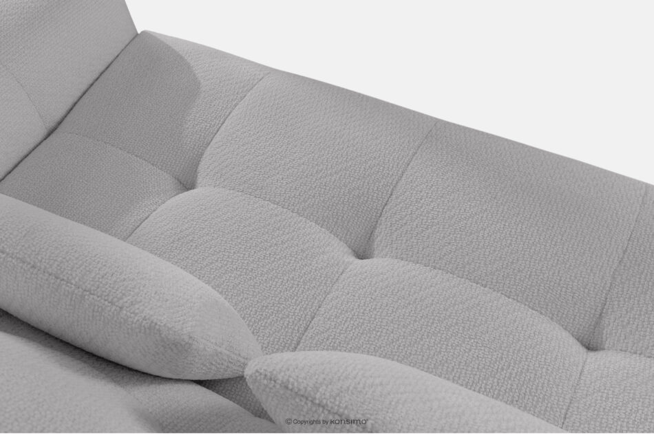 ALIGRA Zestaw mebli do salonu narożnik lewy i puf w kaninie szenil z pikowaniem jasny szary jasny szary - zdjęcie 6