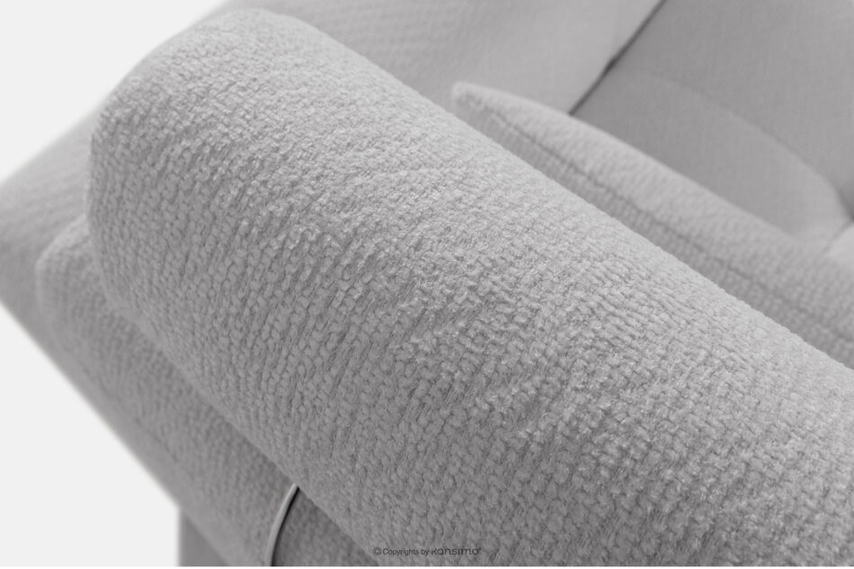 ALIGRA Zestaw mebli do salonu narożnik lewy i puf w kaninie szenil z pikowaniem jasny szary jasny szary - zdjęcie 8