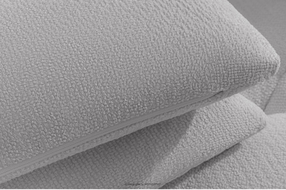 ALIGRA Zestaw mebli do salonu narożnik lewy i puf w kaninie szenil z pikowaniem jasny szary jasny szary - zdjęcie 9