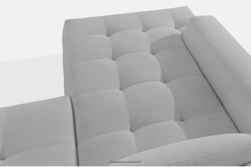 ALIGRA Zestaw mebli do salonu narożnik lewy i puf w kaninie szenil z pikowaniem jasny szary jasny szary - zdjęcie 11