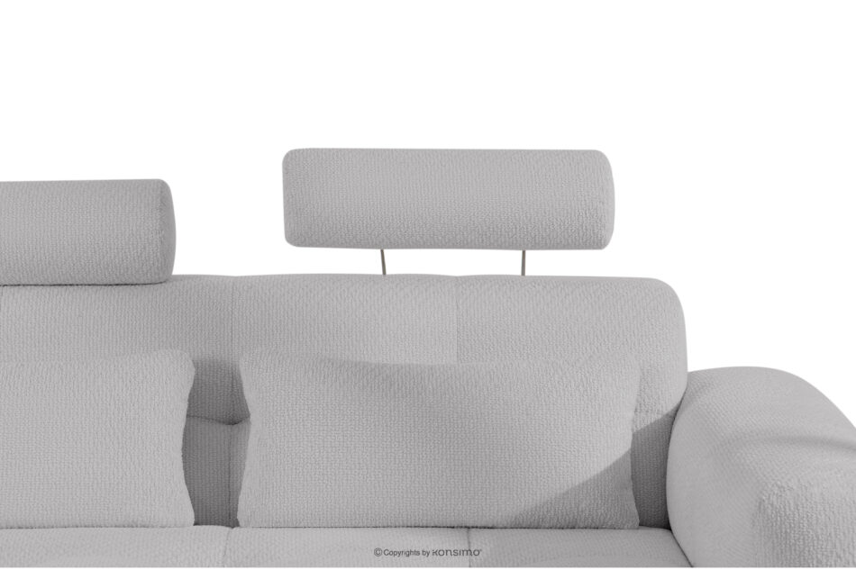 ALIGRA Zestaw mebli do salonu narożnik lewy i puf w kaninie szenil z pikowaniem jasny szary jasny szary - zdjęcie 14