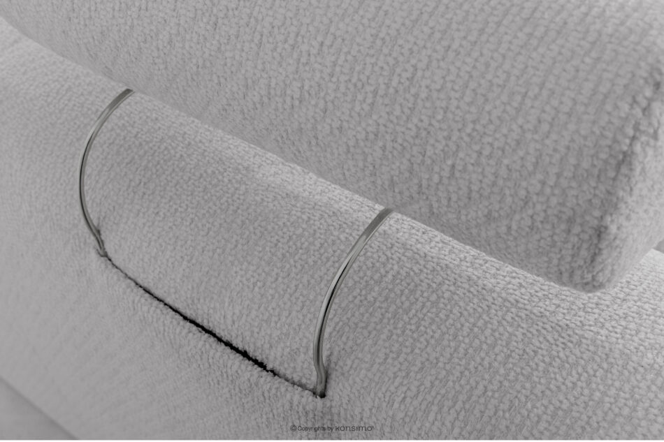 ALIGRA Zestaw mebli do salonu narożnik lewy i puf w kaninie szenil z pikowaniem jasny szary jasny szary - zdjęcie 15