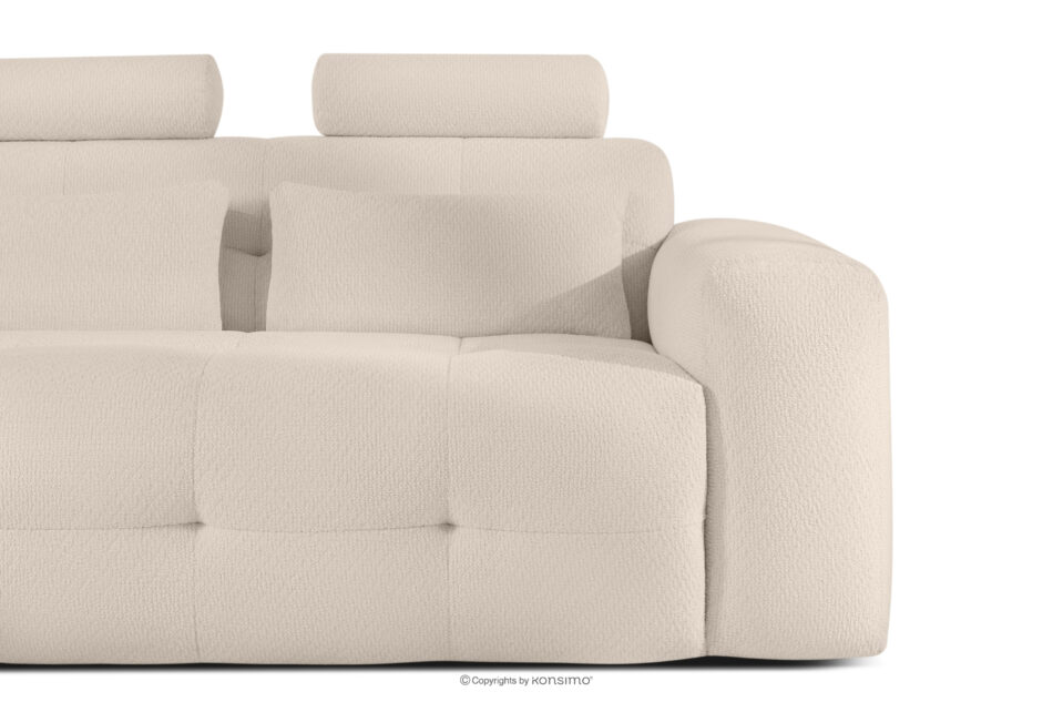 ALIGRA Zestaw mebli do salonu narożnik lewy i puf w kaninie szenil z pikowaniem jasny beżowy jasny beżowy - zdjęcie 7