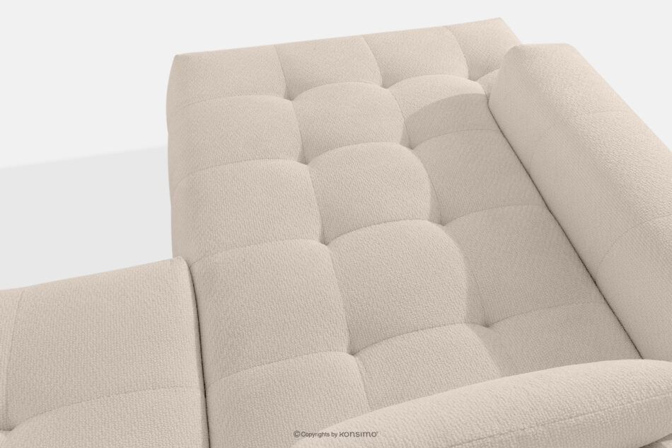 ALIGRA Zestaw mebli do salonu narożnik lewy i puf w kaninie szenil z pikowaniem jasny beżowy jasny beżowy - zdjęcie 11