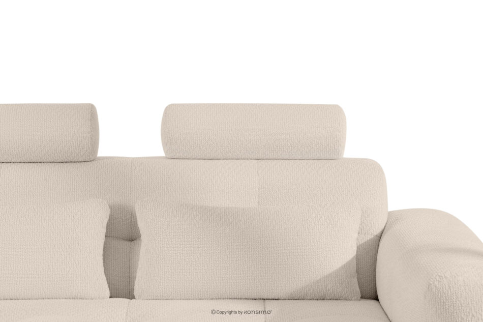 ALIGRA Zestaw mebli do salonu narożnik lewy i puf w kaninie szenil z pikowaniem jasny beżowy jasny beżowy - zdjęcie 12