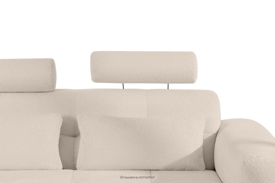 ALIGRA Zestaw mebli do salonu narożnik lewy i puf w kaninie szenil z pikowaniem jasny beżowy jasny beżowy - zdjęcie 13