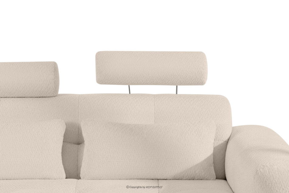 ALIGRA Zestaw mebli do salonu narożnik lewy i puf w kaninie szenil z pikowaniem jasny beżowy jasny beżowy - zdjęcie 14