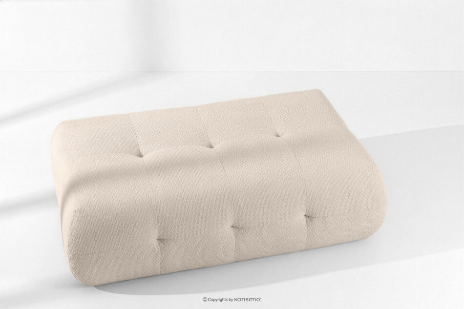 ALIGRA Zestaw mebli do salonu narożnik lewy i puf w kaninie szenil z pikowaniem jasny beżowy jasny beżowy - zdjęcie 21