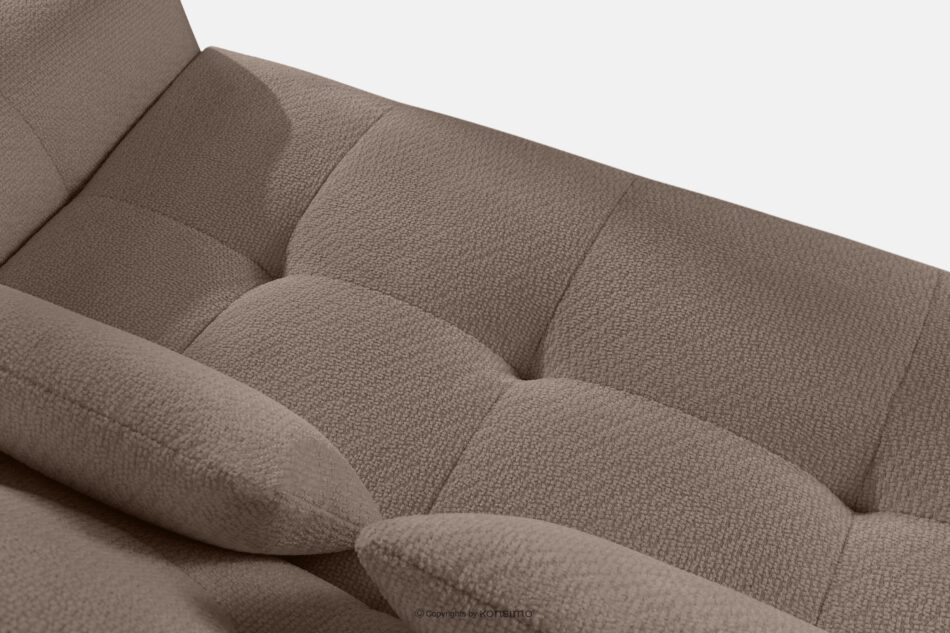 ALIGRA Zestaw mebli do salonu narożnik lewy i puf w kaninie szenil z pikowaniem brązowy brązowy - zdjęcie 6