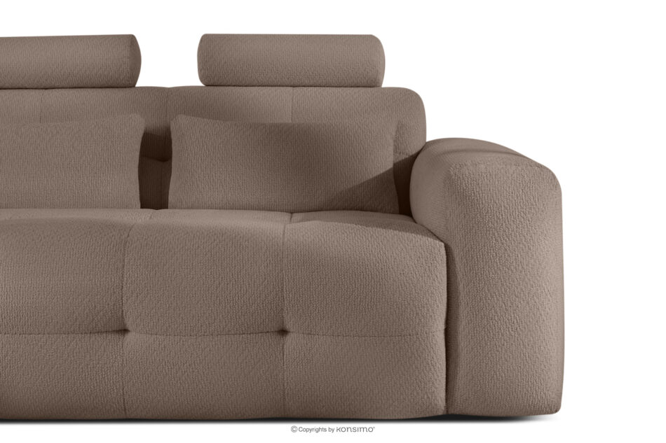 ALIGRA Zestaw mebli do salonu narożnik lewy i puf w kaninie szenil z pikowaniem brązowy brązowy - zdjęcie 7