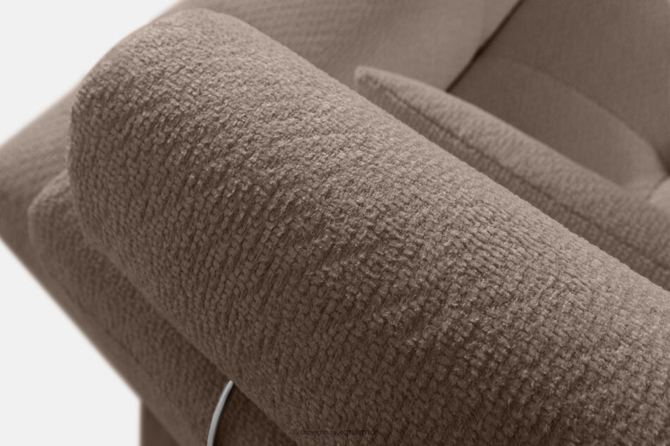 ALIGRA Zestaw mebli do salonu narożnik lewy i puf w kaninie szenil z pikowaniem brązowy brązowy - zdjęcie 8
