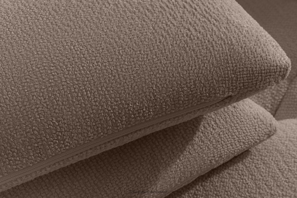 ALIGRA Zestaw mebli do salonu narożnik lewy i puf w kaninie szenil z pikowaniem brązowy brązowy - zdjęcie 9