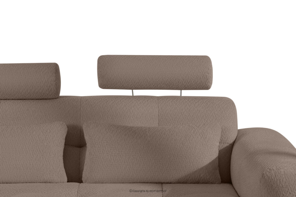 ALIGRA Zestaw mebli do salonu narożnik lewy i puf w kaninie szenil z pikowaniem brązowy brązowy - zdjęcie 13