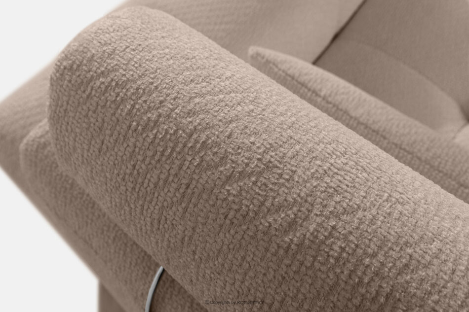 ALIGRA Zestaw mebli do salonu narożnik lewy i puf w kaninie szenil z pikowaniem jasny brązowy jasny brązowy - zdjęcie 8
