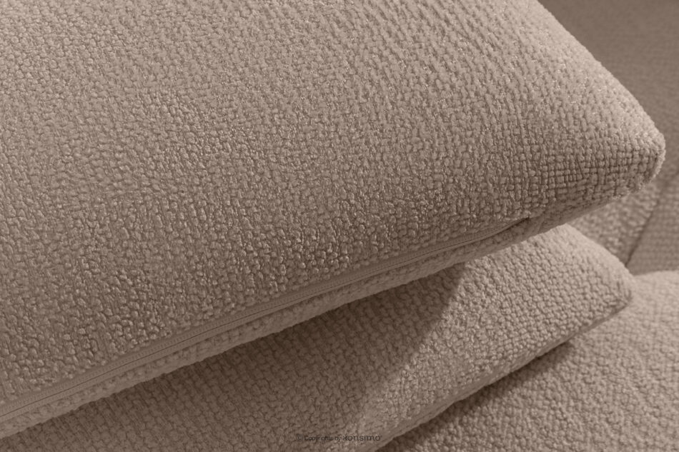 ALIGRA Zestaw mebli do salonu narożnik lewy i puf w kaninie szenil z pikowaniem jasny brązowy jasny brązowy - zdjęcie 9