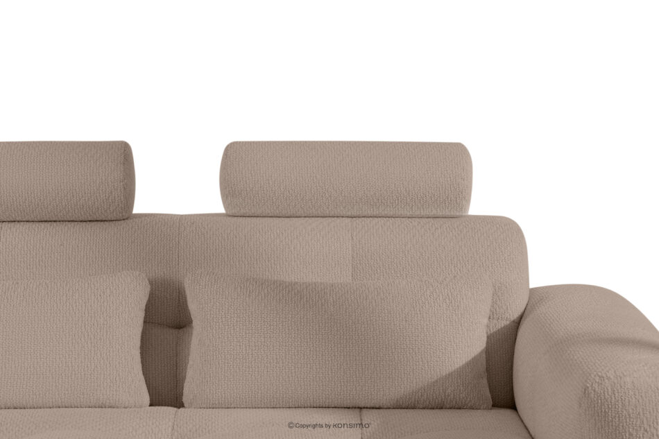 ALIGRA Zestaw mebli do salonu narożnik lewy i puf w kaninie szenil z pikowaniem jasny brązowy jasny brązowy - zdjęcie 12