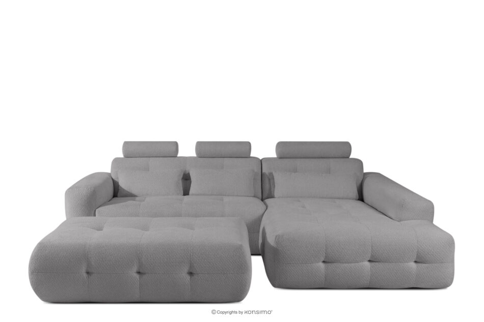 ALIGRA Zestaw mebli do salonu narożnik prawy i puf w kaninie szenil z pikowaniem szary szary - zdjęcie 0