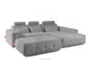 ALIGRA Zestaw mebli do salonu narożnik prawy i puf w kaninie szenil z pikowaniem szary szary - zdjęcie 3