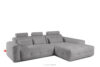 ALIGRA Zestaw mebli do salonu narożnik prawy i puf w kaninie szenil z pikowaniem szary szary - zdjęcie 5