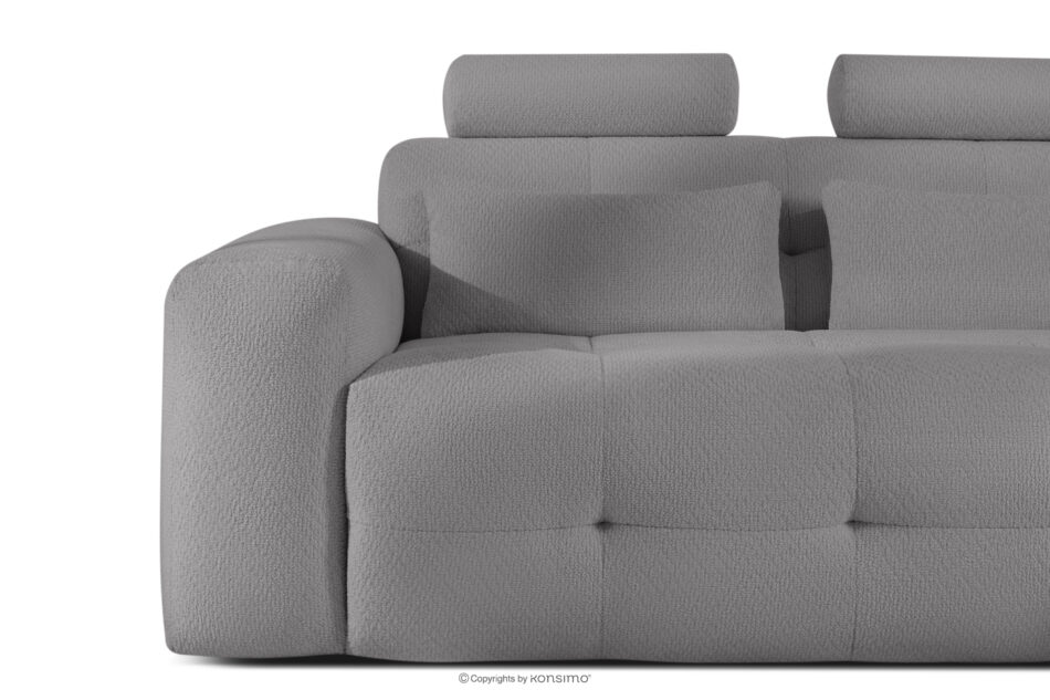 ALIGRA Zestaw mebli do salonu narożnik prawy i puf w kaninie szenil z pikowaniem szary szary - zdjęcie 7