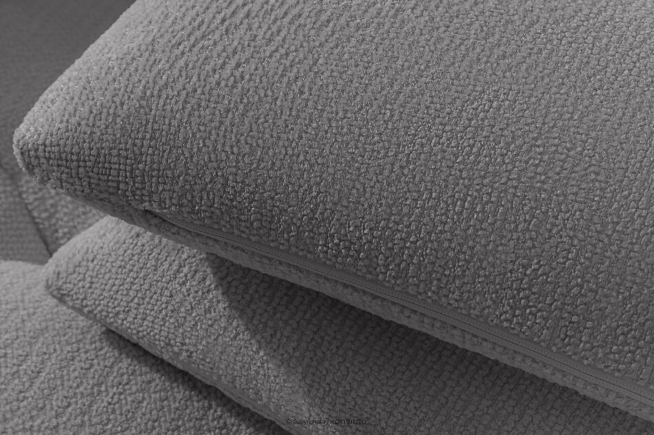 ALIGRA Zestaw mebli do salonu narożnik prawy i puf w kaninie szenil z pikowaniem szary szary - zdjęcie 9