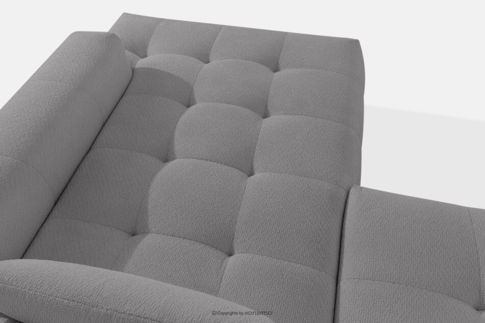 ALIGRA Zestaw mebli do salonu narożnik prawy i puf w kaninie szenil z pikowaniem szary szary - zdjęcie 11